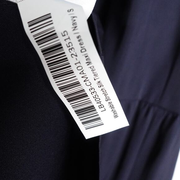 New Quince Silk Tiered Maxi Dress Women’s Small Navy Blue Maxi 4655 - Picture 10 of 11